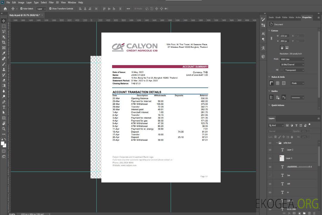 Relevé bancaire Calyon Thaïlande xls template Relevé bancaire Calyon Thaïlande xls template
